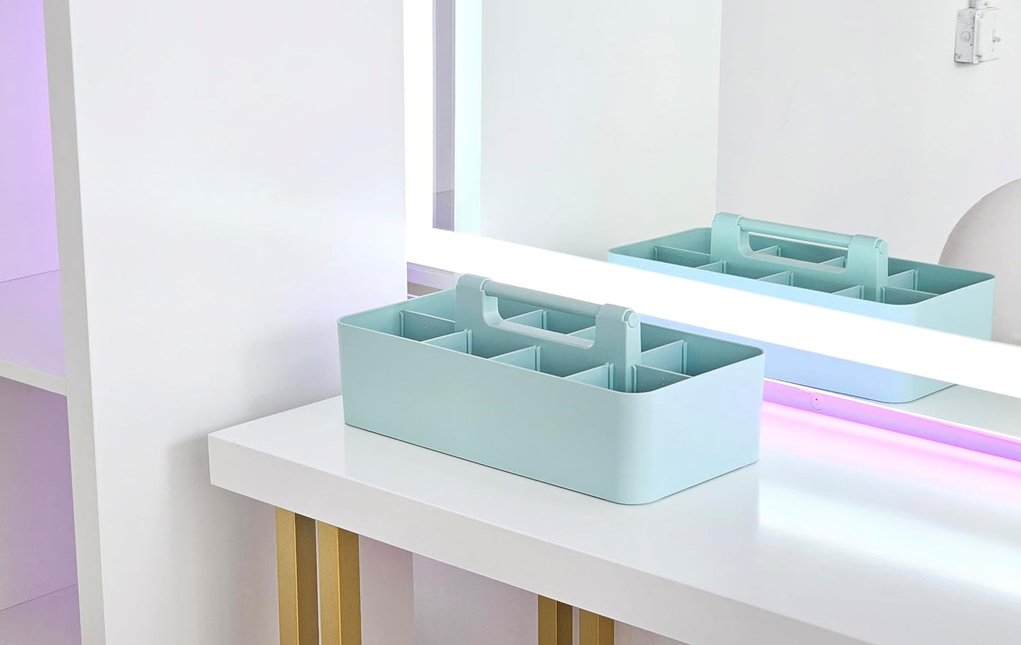 -Large Portable Caddy, DIY Dividers, 8 Compartments, Office Supplies Organizer, Simple, Portable Basket with Handle Storage Organizer Modern,Endless Multi Use -Made in USA