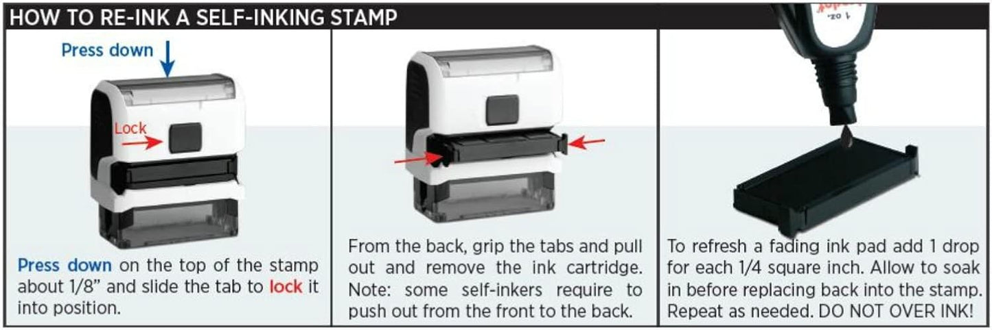 Infusion Self-Inking Custom Rubber Stamp (Personal or Business Use) - Choose from 16 Colors (1-1/2" x 3")