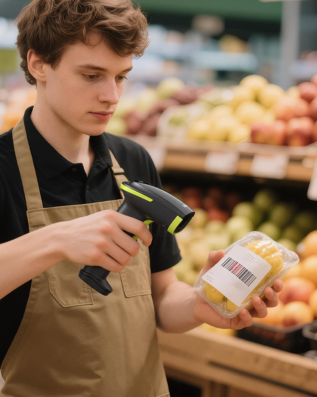 Inateck 2D Barcode Scanner, Wireless Bluetooth QR Barcode Scanner, Handheld Scanner with APP and SDK, 1 Charge for 3 Months, BCST-23 Green