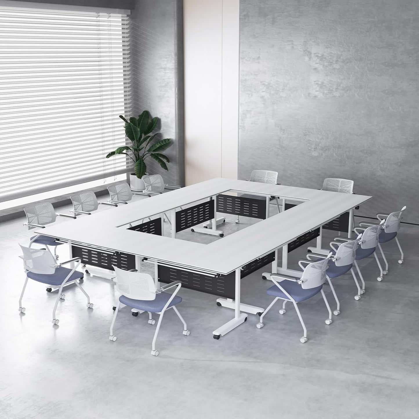 10Pack Conference Room Table, Folding Conference Table for Office Classroom, Mobile Training Tables with Casters Silent Wheels, Large Rectangular Convertible Modular Seminar Tables (L70.9in)