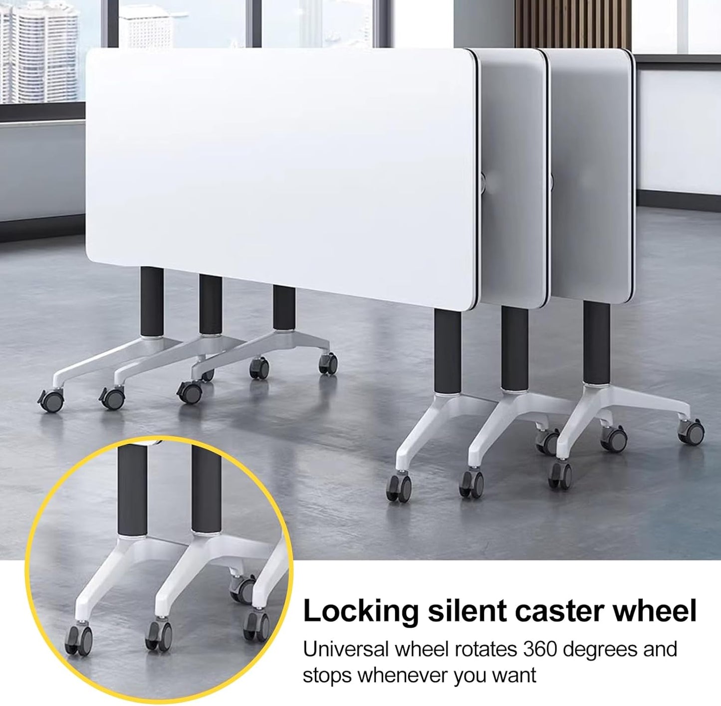 Conference Room Table with Flip-Top Design for Dynamic Meetings, Business Table Computer Desk with Heavy-Duty Frame,Foldable Seminar Meeting Tables for Home Office (2, E, 55.1IN)