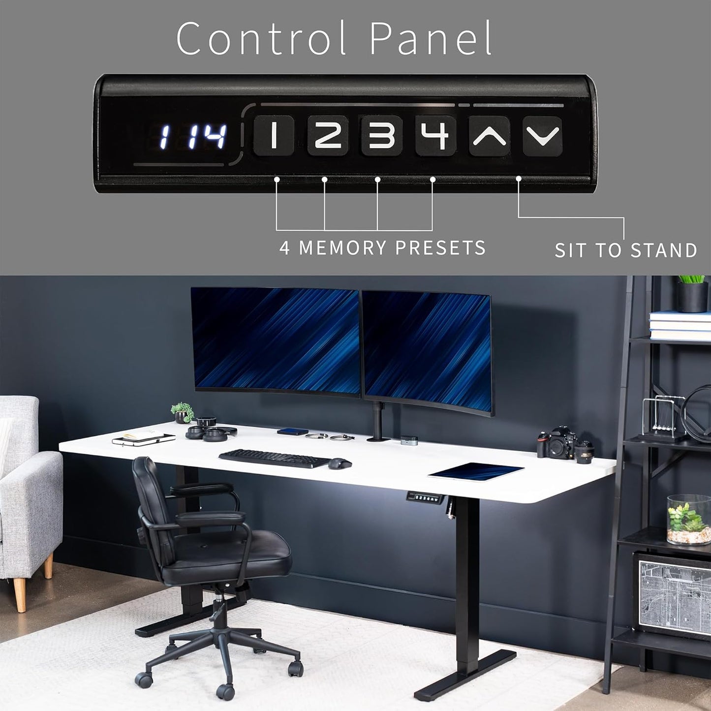 VIVO Large Electric 83 x 30 in Standing Desk, Memory Height Adjustment, 1B Series, White Top Black Frame, DESK-KIT-1B8W