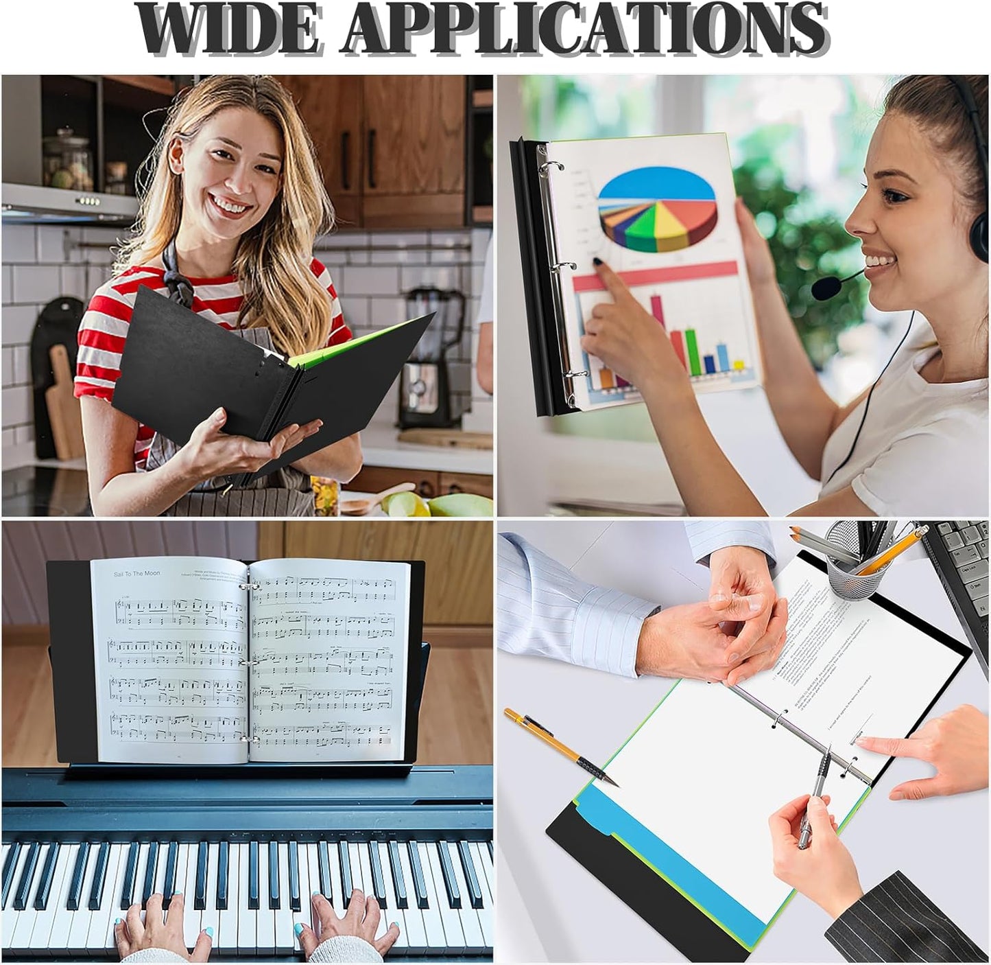 INFUN Telescoping 3 Ring Binder, Portable Plastic Binder with Telescoping Spine, 0.75 inch Rings, Foldable Front Cover Holds 8.5" x 11" Paper for School,Office and Homes-Black