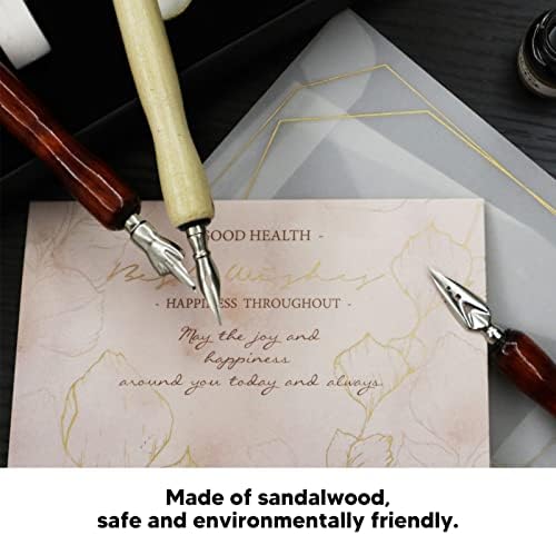 10 Pcs Dip Pen Set Nib Pen Holder Comic Dip Wooden Pen Nib Holder for Art Painting English Calligraphy (Annatto Color)