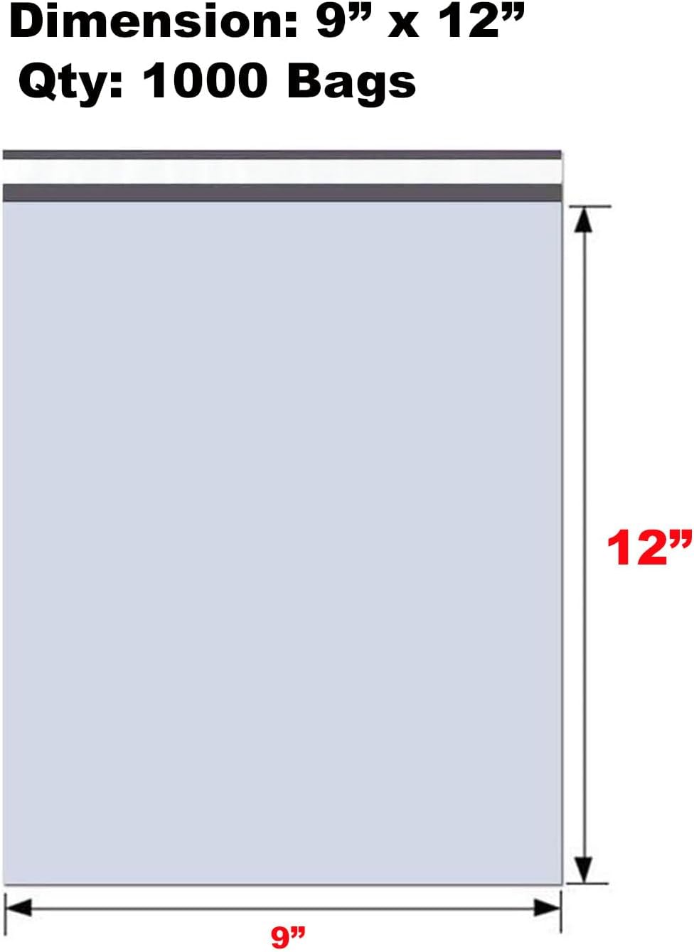 iMBAPrice 9x12 Inches White Poly Mailers, 1000-Pack Mid Size #3 White Color Poly Mailing Shipping Envelopes Bags, Self Seal Adhesive Waterproof and Tear Proof (Total 1000 Bags) in Bulk