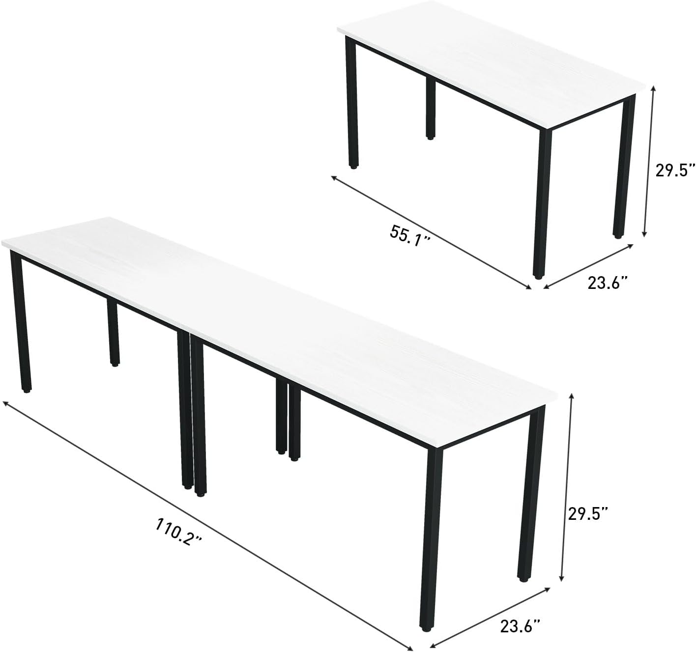 Bonzy Home Conference Tables 9ft Office Computer Desk for Meeting Room Study Writing Printer Podcast Table for 4-8 People Modern White 2PCS 110.2"x23.6"x29.5"