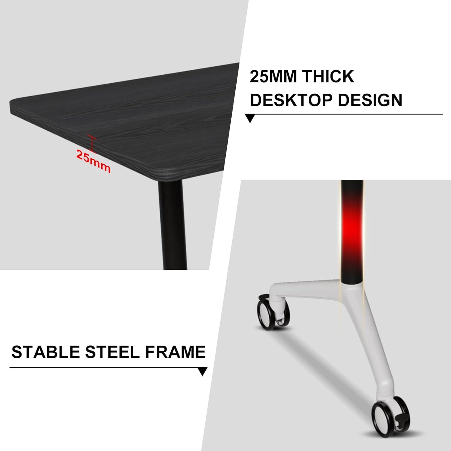 Conference Room Table with Flip-Top Design for Dynamic Meetings, Business Table Computer Desk with Heavy-Duty Frame,Foldable Seminar Meeting Tables for Home Office (4, F, 61IN)