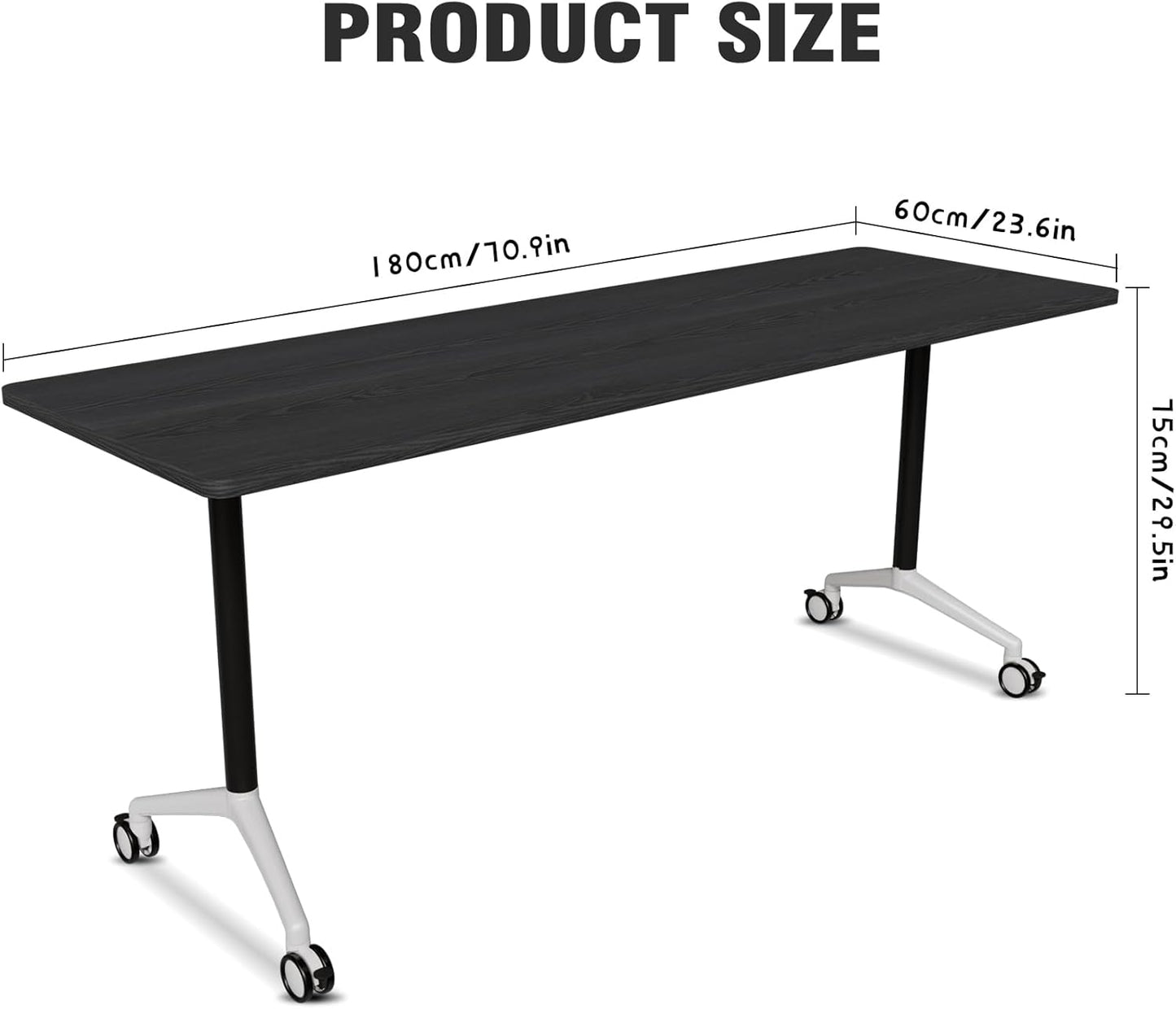 Conference Room Table with Flip-Top Design for Dynamic Meetings, Business Table Computer Desk with Heavy-Duty Frame,Foldable Seminar Meeting Tables for Home Office (4, F, 70.8IN)