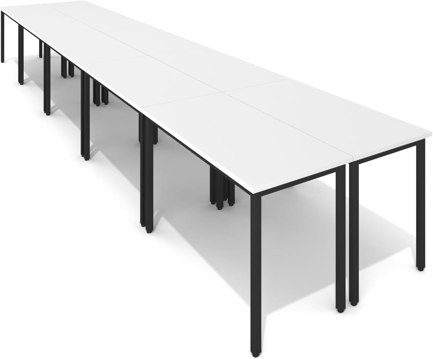 Bonzy Home Conference Table, 23FT Office Computer Desk, Printer Podcast Table for Meeting Room Conference Room Study Room, 10 PCS Random Combination, White, 275.5"x47.2"x29.5"