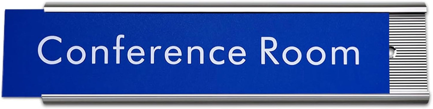 10 Pack Aluminum Name Plate Holders for Door or Wall, 2” x 8” Office Wall Mount Name Plate Holder with Textured Design and Double Sided Tape, for Office, Business, Meeting Room (Silver)