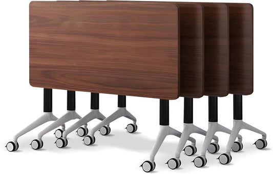 Conference Room Table with Flip-Top Design for Dynamic Meetings, Business Table Computer Desk with Heavy-Duty Frame,Foldable Seminar Meeting Tables for Home Office (4, A, 55.1IN)