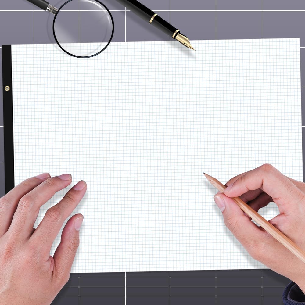 (2-Pack) Large Engineering Graph Paper - 22" x 17" Grid Paper, 100 Sheets/200 Pages, 4"x4" Grid Pad, Giant Drafting Pad Sketching Graph Paper for Engineer Architect Designer Mathematician Draftsman