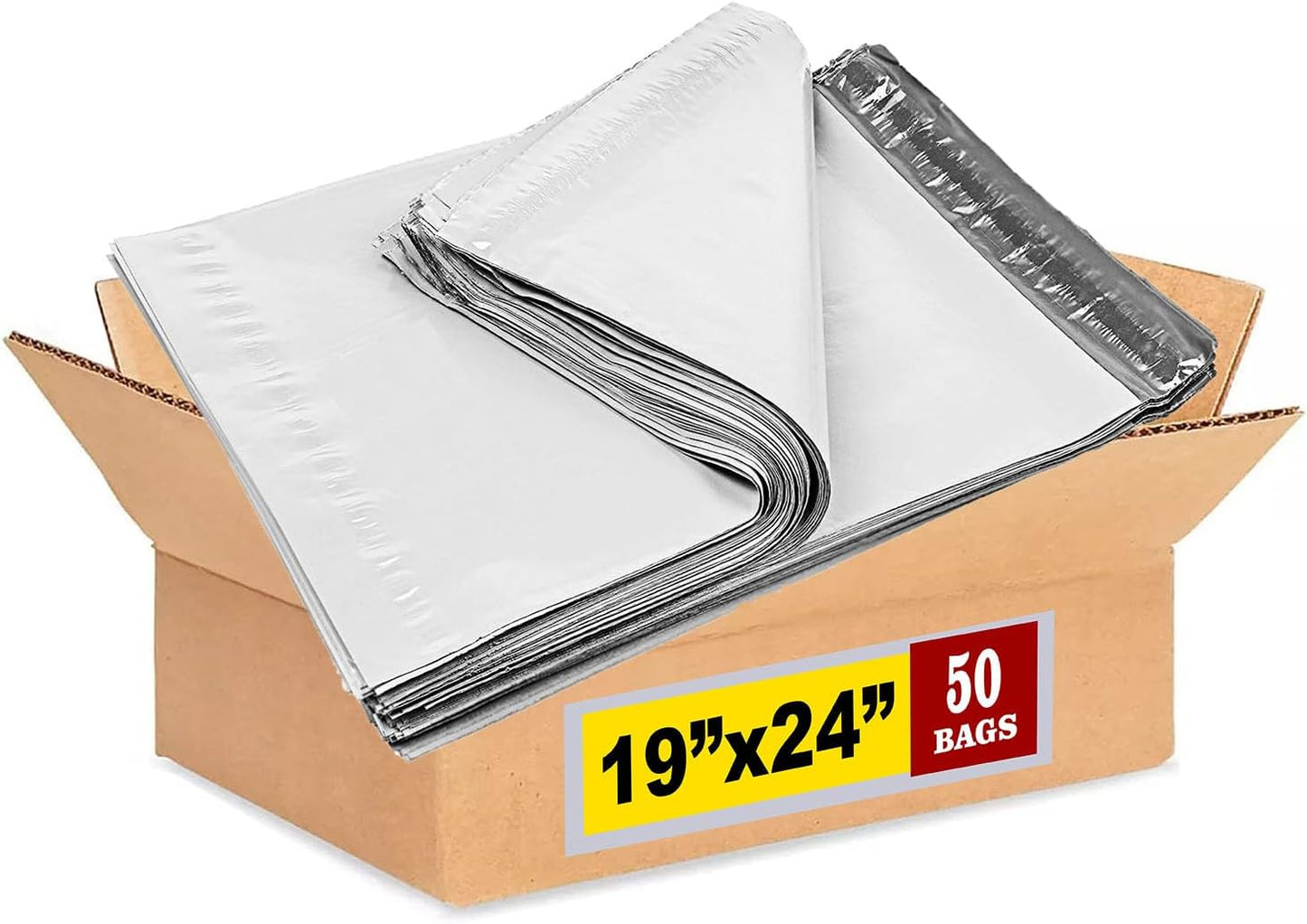 iMBAPrice 50 - 19x24x Premium Matte Finish Self-Sealing Non-Padded White Poly Mailers/Mailing Envelopes/Bags (iMBA-7PM-50)