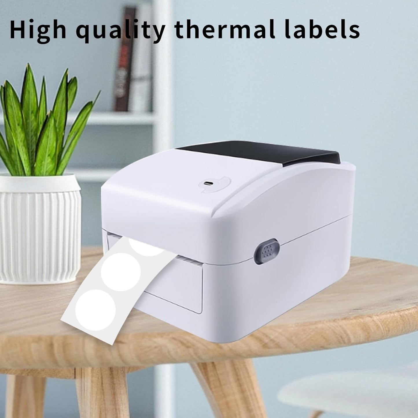 1 Inch White Round Thermal Sticker Labels, Self-Adhesive Circle Direct Thermal Label, Multi-Purpose Roll Sticker with Perforation Line（ 1000 Labels, 1 Roll ）