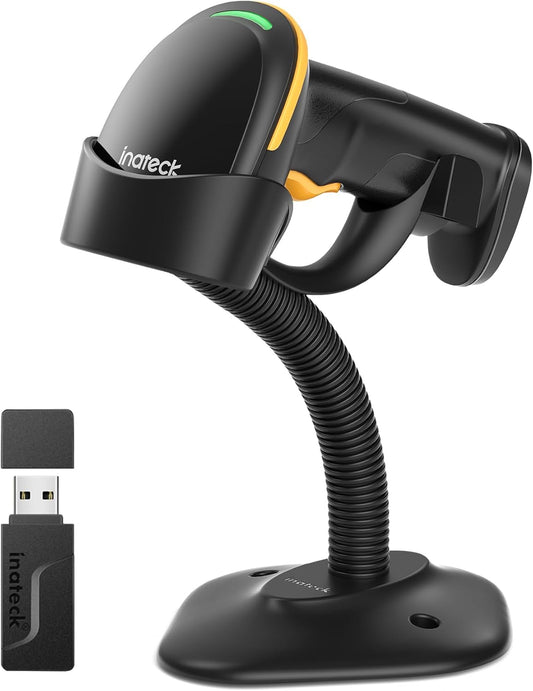 Inateck 2D Barcode Scanner with Intelligent Stand, Wireless QR Code Scanner, Handheld Scanner with APP and SDK, 2D Imager with 2600mAh Battery, BCST-35