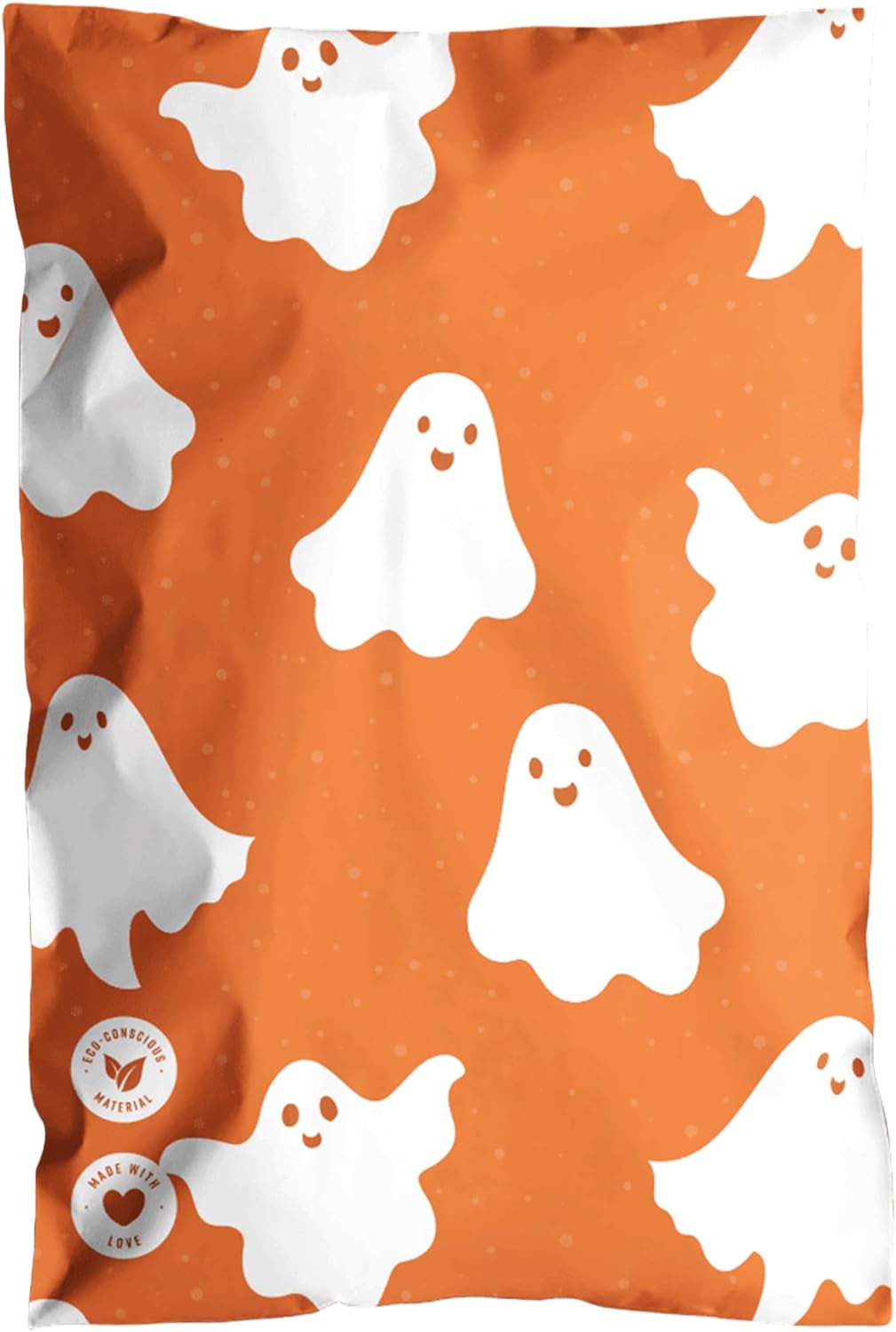 Impack Biodegradable Poly Mailers - Self Sealing Thick Envelopes - Water and Moisture Proof Book Mailers - Durable Material Packaging for Clothes & Accessories (Ghosts Pumpkin 25pack, 6x9 Inch)