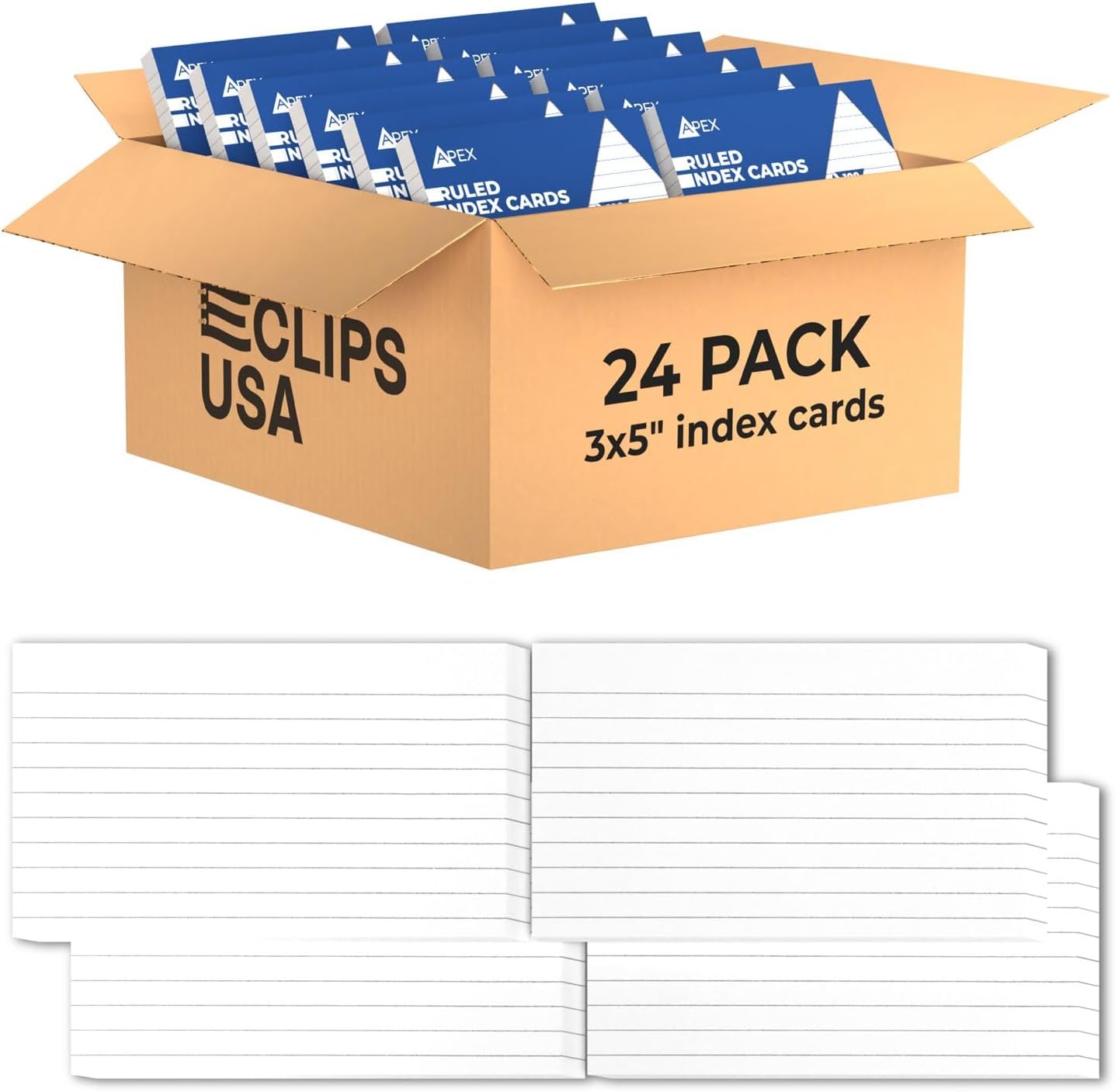 Index Cards Bulk (2400 Cards), Flash Cards, Note Cards, Flashcards, Index Cards 3x5, Notecards, Flash Cards For Studying, 100 Per Pack, (24 Pack, 3X5)