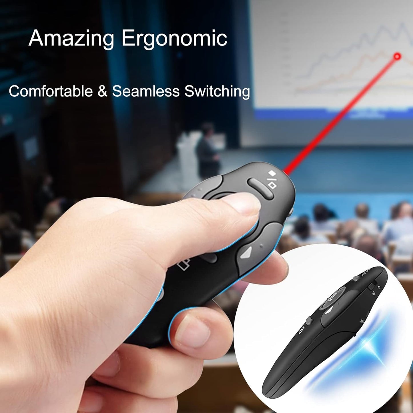 (4 Units) Wireless Presentation Clicker for PowerPoint, Wireless Presenter Remote with Laser Pointer Slide Clickers for Mac/Windows/Linux, Computer/Laptop, Google Slide/PPT/Keynote