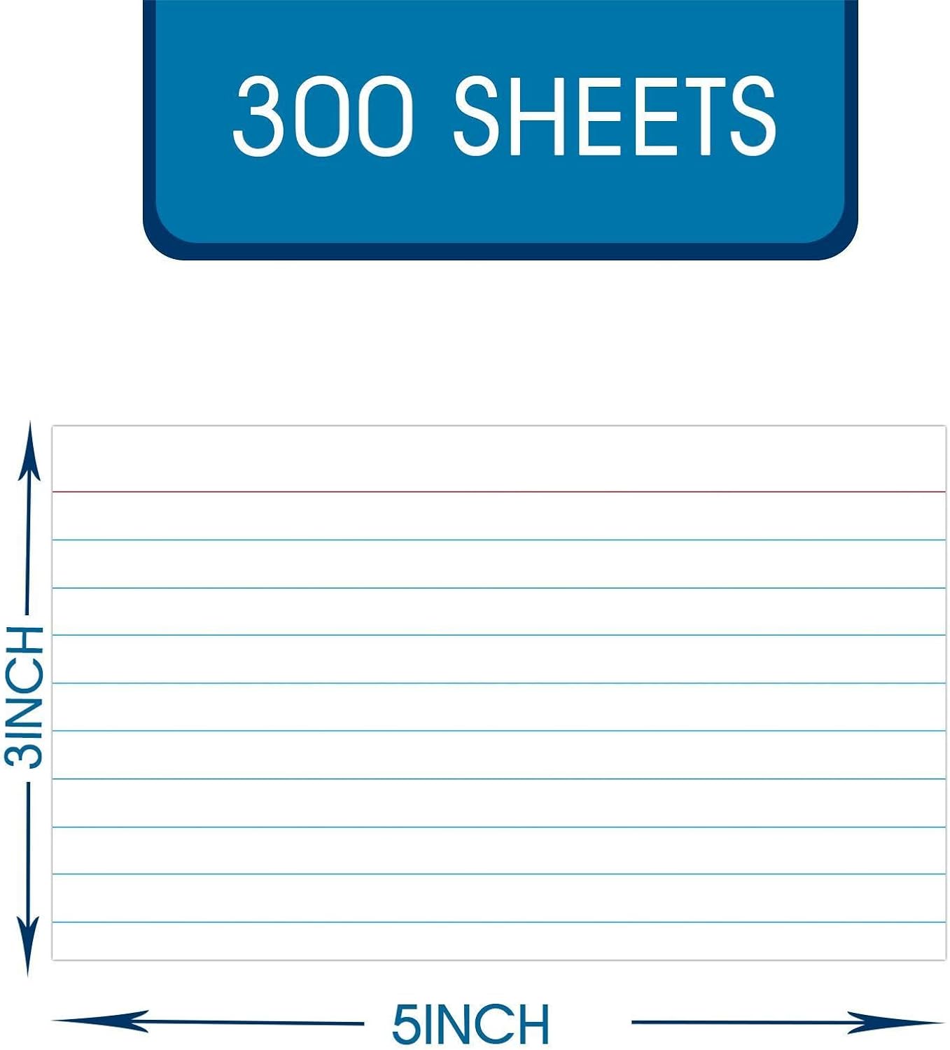 Index Cards 3x5, Ruled White Flash Cards for Studying, File Note Cards, 300 Pcs Lined Flashcards for Office and School Supplies
