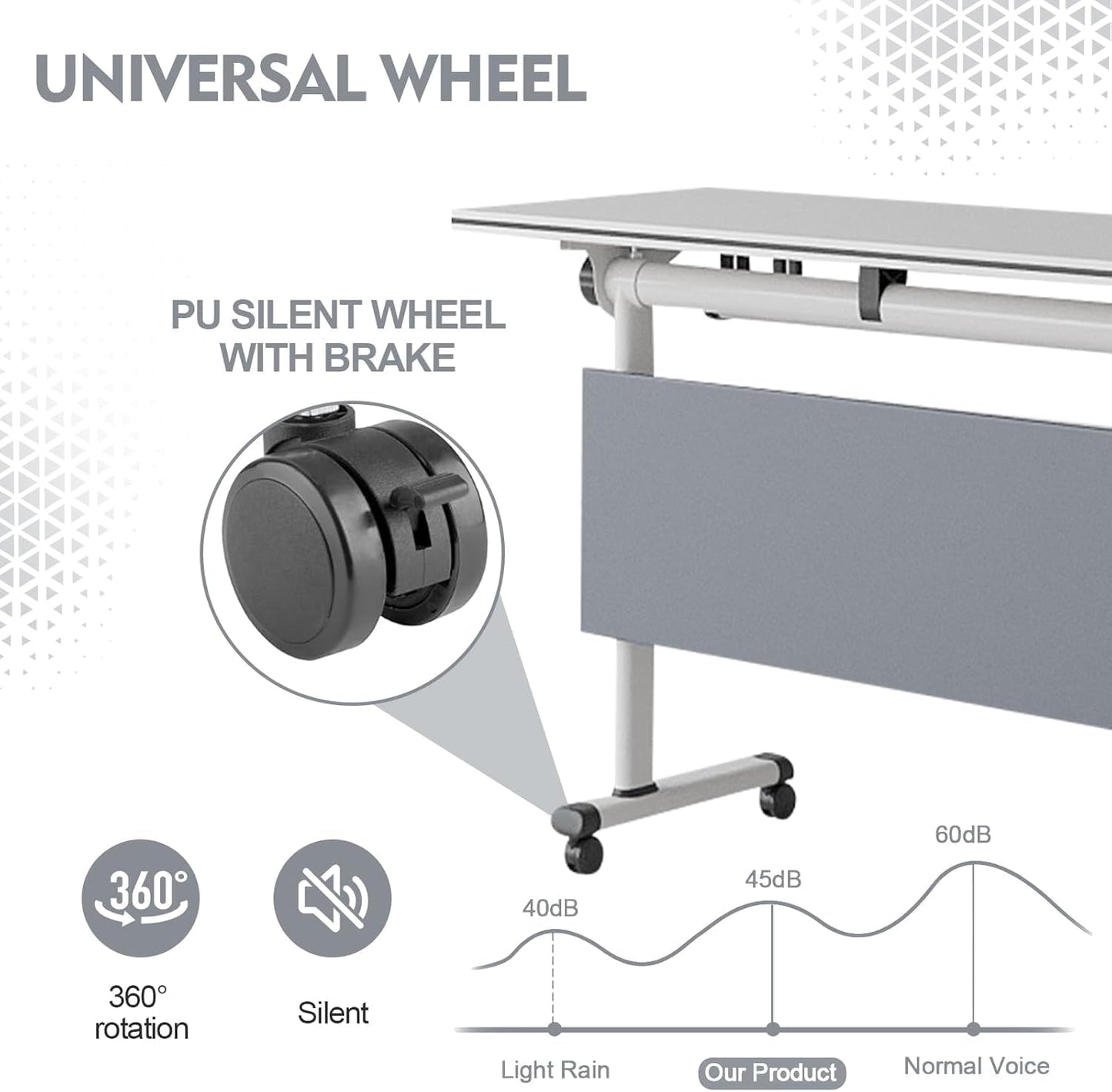 Conference Table,Folding Conference Tables Modern White Conference Room Table with Wheels, 2-10 Persons,for Office, Meeting Room (2, 1619YH, 55IN)