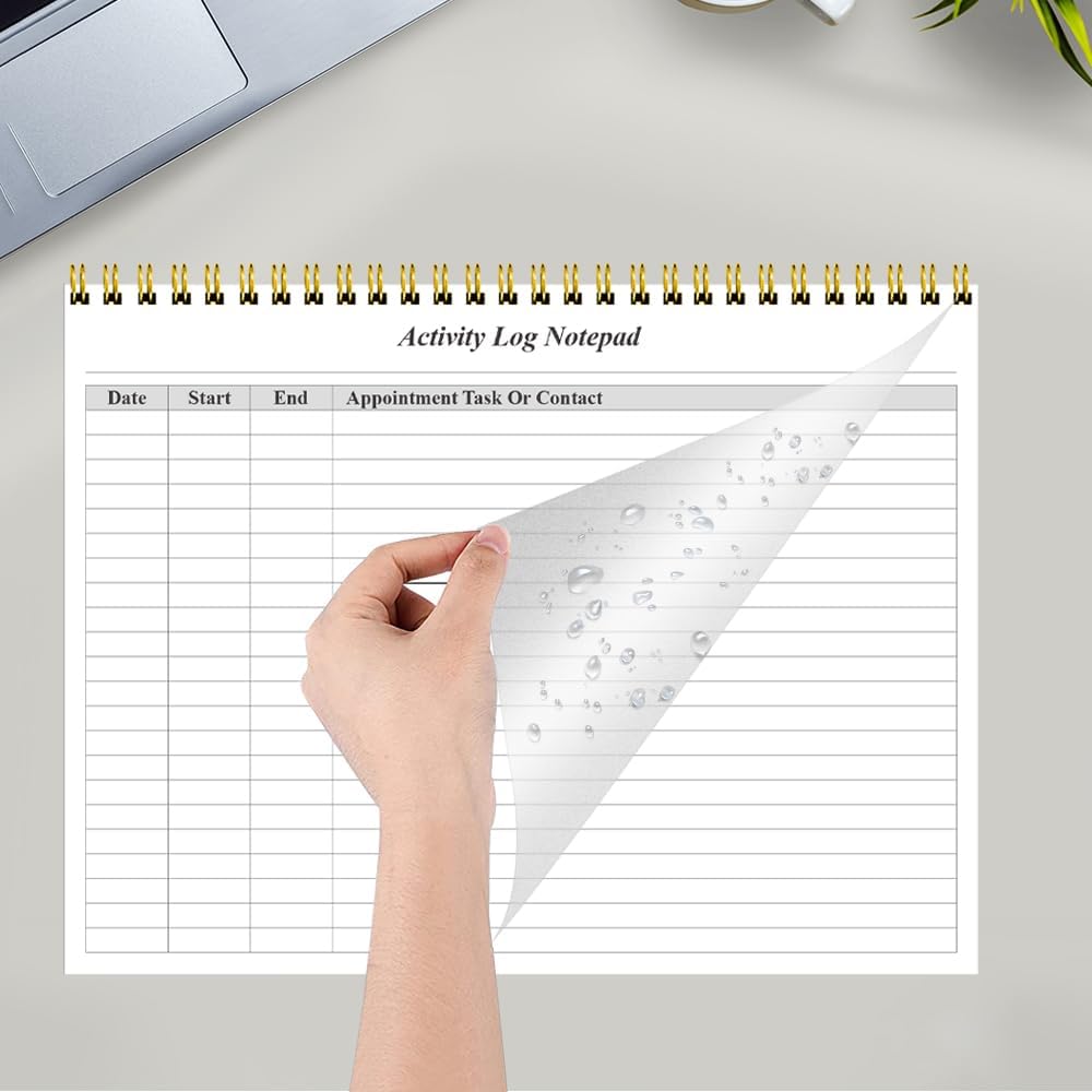 (2-Pack) Activity Log Notepad - Spiral Activity Log Book for Business Work, Undated Weekly To Do List Notepad, Organized Time Spending, Appointment or Contact, Total in 104 Sheets, 100gsm Paper, 8.5" x 11"