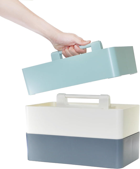 -Large Portable Caddy, DIY Dividers, 8 Compartments, School Office Supplies,Portable Basket with Handle Storage Organizer Modern Made in USA (3 PACK, Mint/Gray/Ivory)