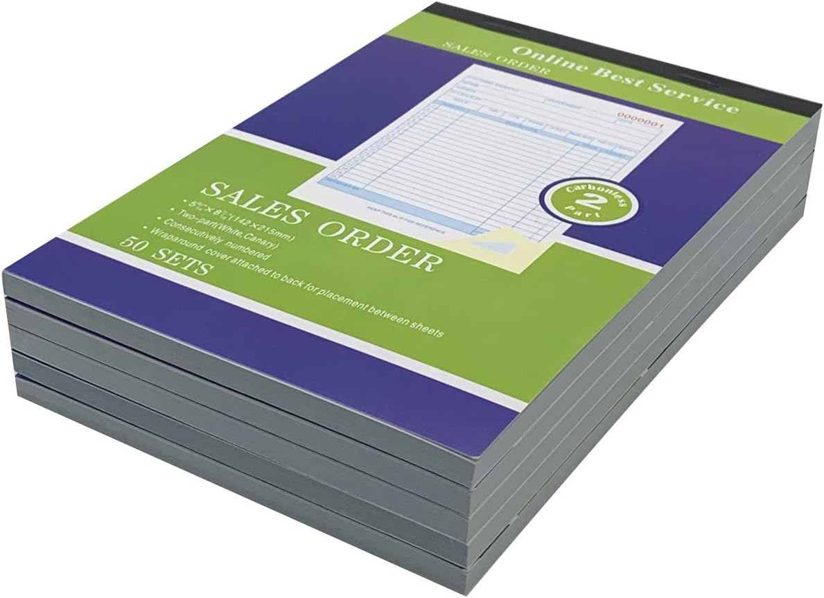 10 Pack Large Sales Order Book Receipt Invoice Duplicate Carbonless 50 Sets 5.5" X 8"5