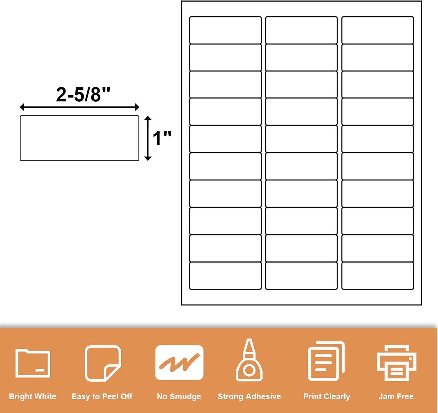 1" X 2-5/8" 30 Up Mailing Labels for Laser/Inkjet Printer,Address Labels,Thermal Labels for Printer,Shipping Mailing Labels (100 Sheets - 3000 Labels)