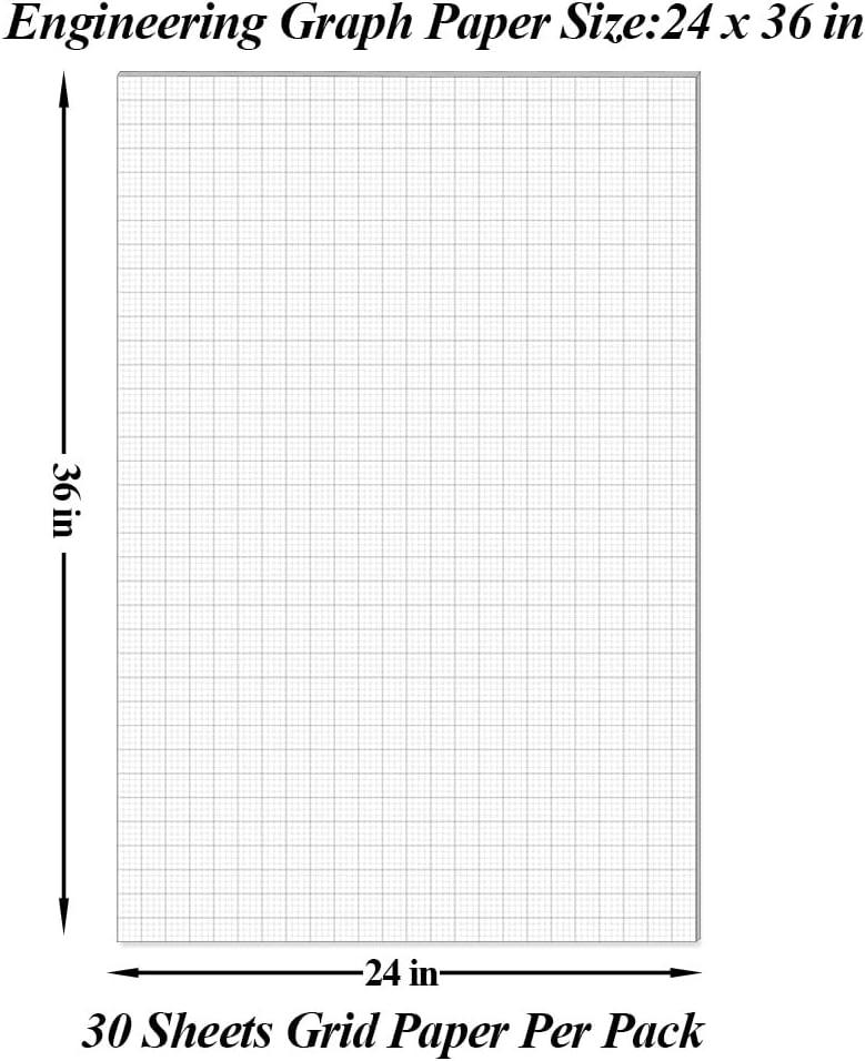 (2-Pack) Graph Paper Pad - 36" x 24" Large Graph Paper, 60 Sheets/120 Pages, 4"x4" Ruled Grid Paper for Engineer Architect Designer Mathematician Draftsmen Sketch House Commercial