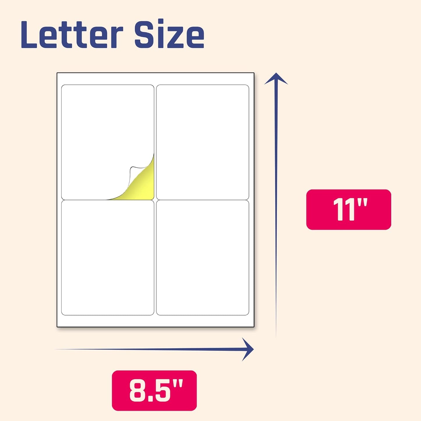 (4" x 5") 30 Sheets, Large White Labels Stickers - Laser/Inkjet Printable