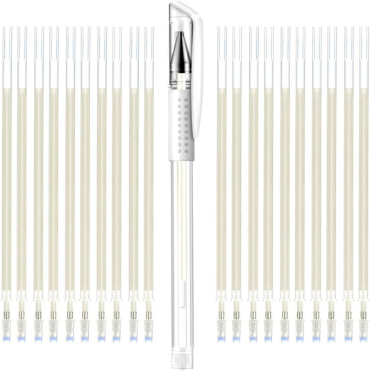 iNee Heat Erasable Fabric Pen with 20 Refills for Tailors Sewing, Quilting and Crafts, Dressmaking Disappearing Ink, White