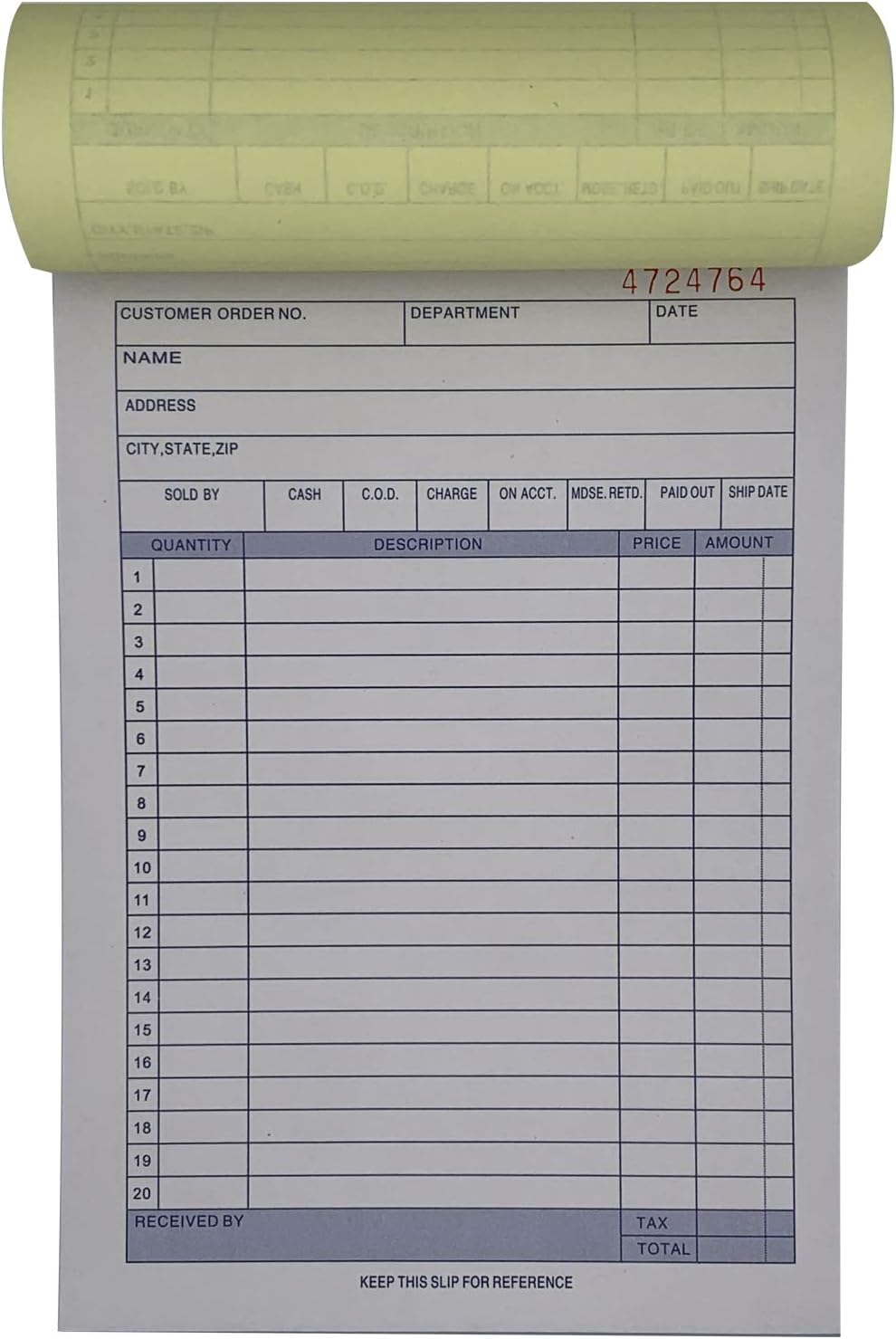 10 Pack Large Sales Order Book Receipt Invoice Duplicate Carbonless 50 Sets 5.9/16" X 8.7/16" (10 pck Vertical)