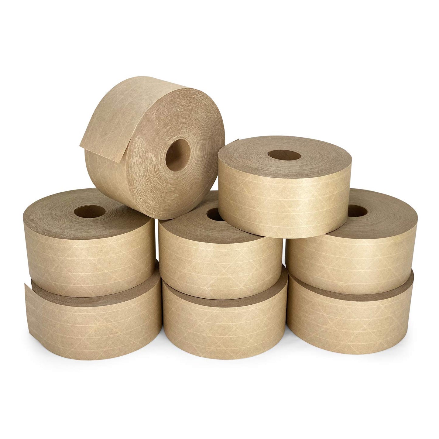 IDL Packaging 2.83" x 450 feet Reinforced Water-Activated Kraft Gummed Tape 30lb Thickness (Pack of 8) - Secure Paper Packing Tape for Secure Carton Sealing - Heavy-Duty for All Conditions, Brown