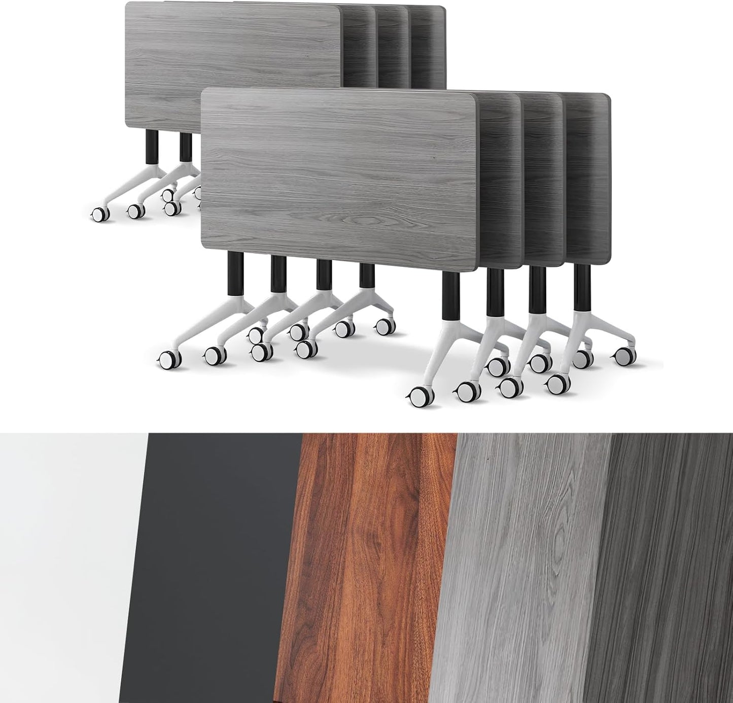 Conference Room Table, Folding Conference Tables,Thicken Grey Tabletop,Flip Top Wooden Seminar Meeting Room Table for Conference Room Offices (8, Grey, 47.2“)