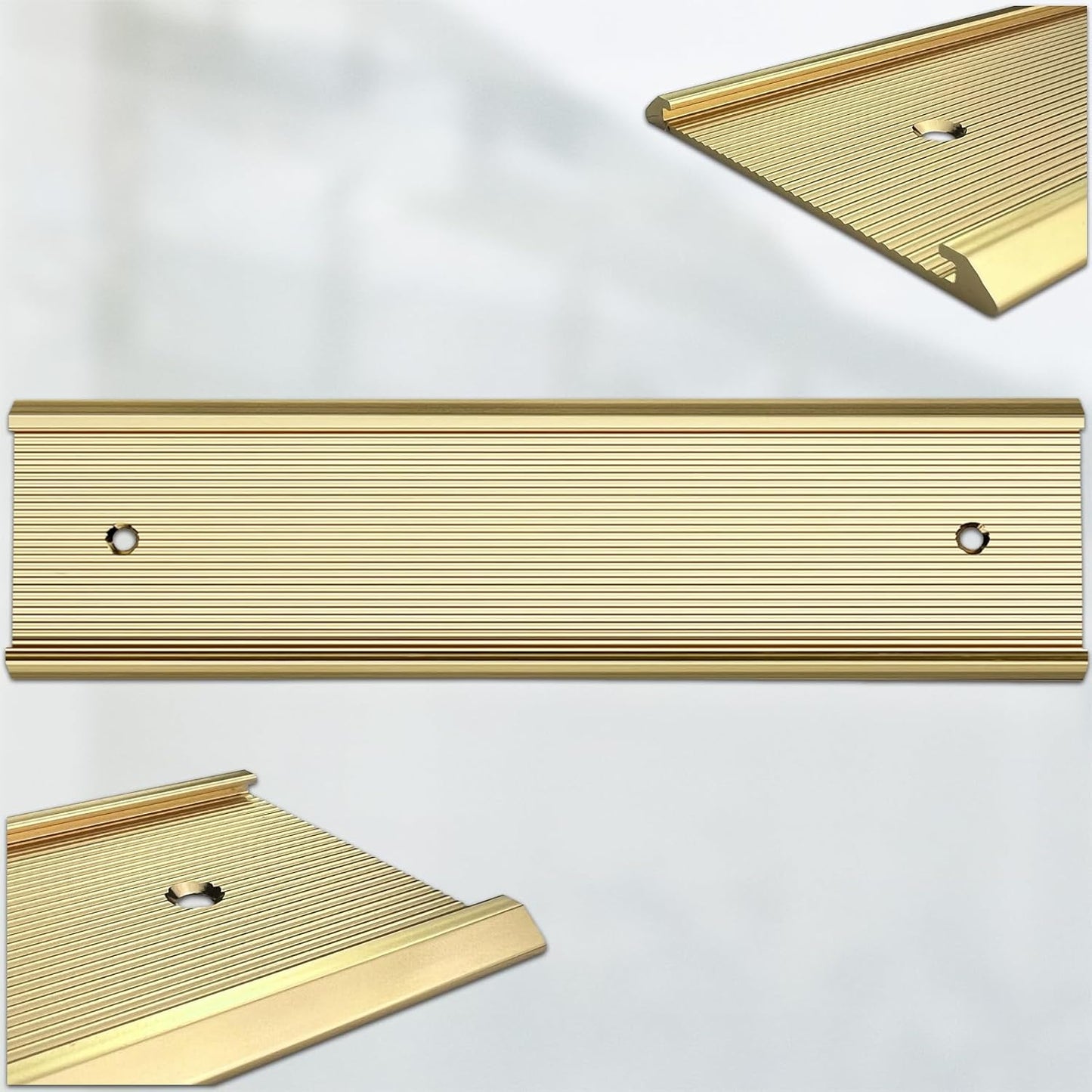 10 Pack Aluminum Name Plate Holders for Door or Wall, 2” x 8” Office Wall Mount Name Plate Holder with Textured Design and Double Sided Tape, for Office, Business, Meeting Room (Gold)