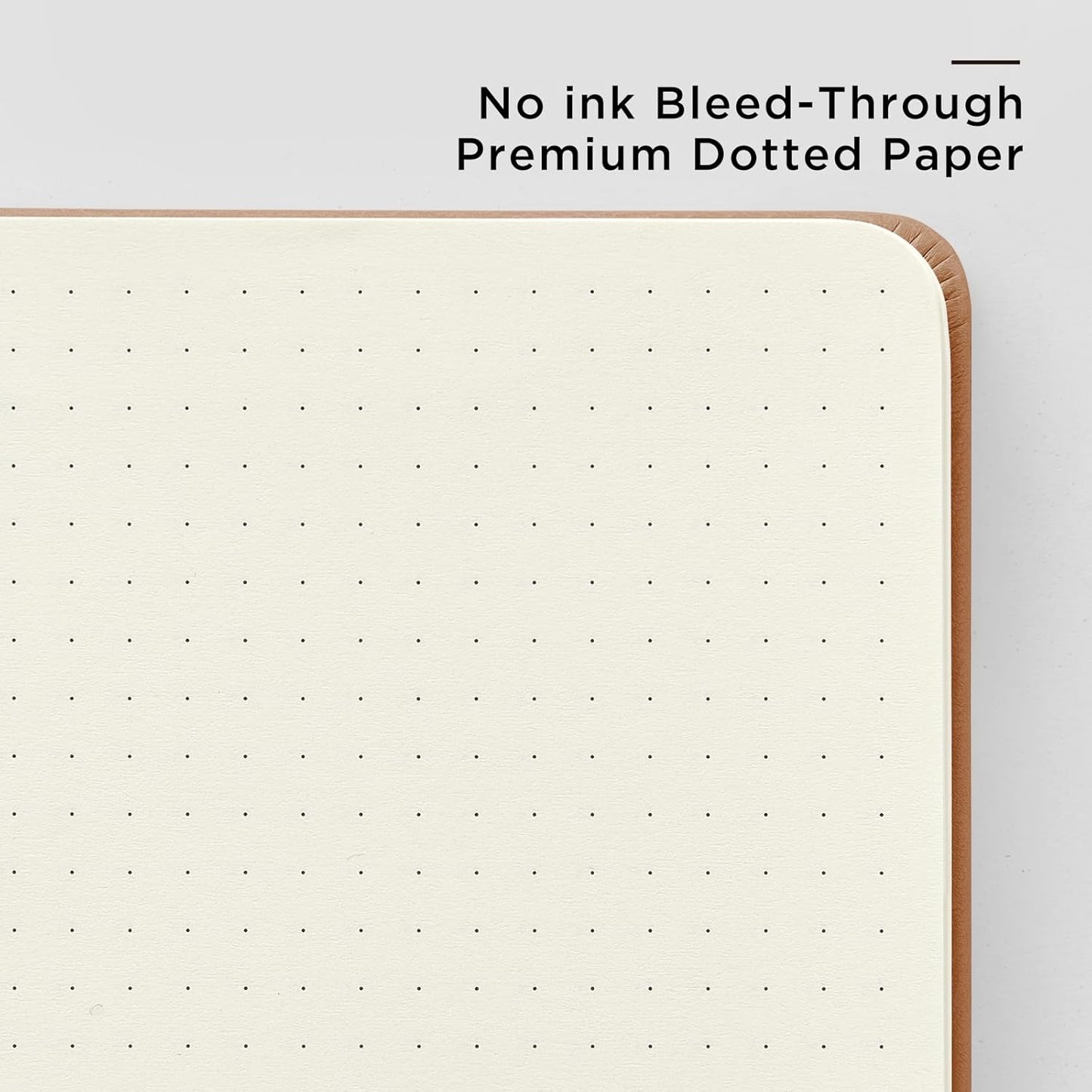 &And Per Se Dotted Journal Notebook, A5 Hardcover Leather Journal, 160 Pages 100 gsm Thick Dotted Paper，3 Sheets of Stickers Included - 5.7'' x 8''(Light Brown)