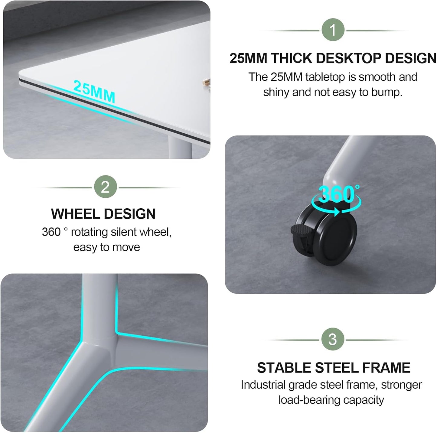 Conference Table,Folding Conference Room Tables Portable Rolling Conference Training Table with Silent Wheels,Mobile Meetings Flip Top Tables for Offices Classrooms Meeting Room (4Pack 61in)