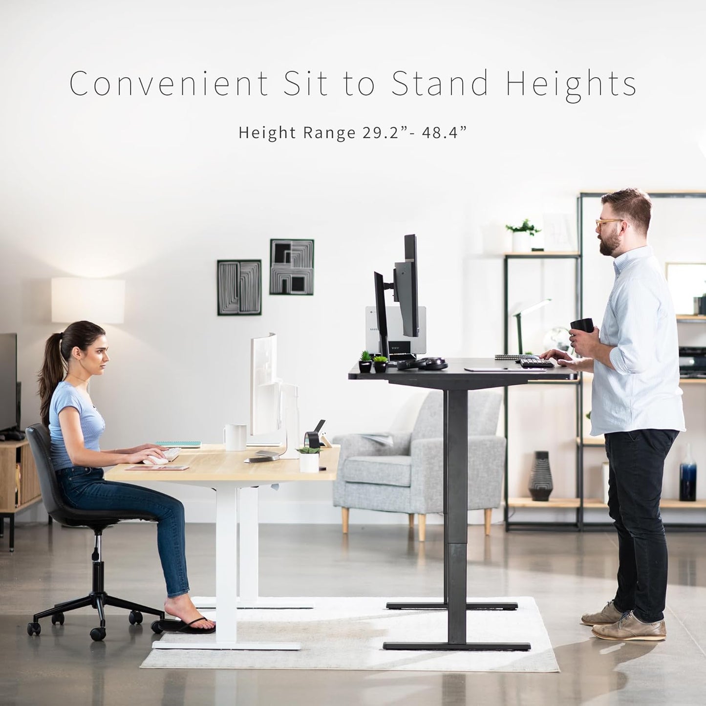 VIVO Electric 71 x 36 in Standing Desk, Memory Height Adjustment, 1B Series, White Top White Frame, DESK-KIT-1W7W-36