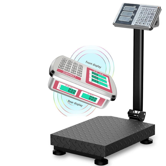 Industrial Platform Scale 660lb Floor Weight Computing Postal Scale Digital Large Scale LB/KG Perfect Foldable for Postal Luggage Shipping Mailing Weighing Double-Sided Display