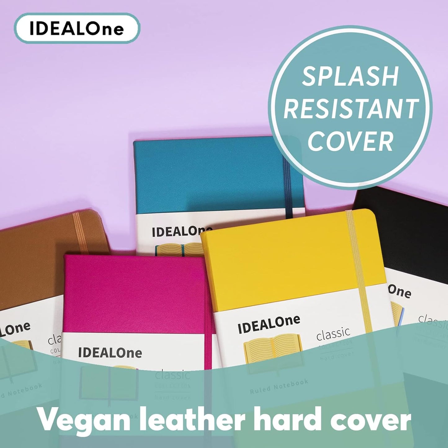 IDEALOne Hardcover Leather Journal Notebook Lined – A5 (5.7 x 8 inch),Wide college ruled,160 pages, 100GSM Thick Paper, Journal for Women, Men, Notebooks for Work, Journal for Writing - Mustard Yellow