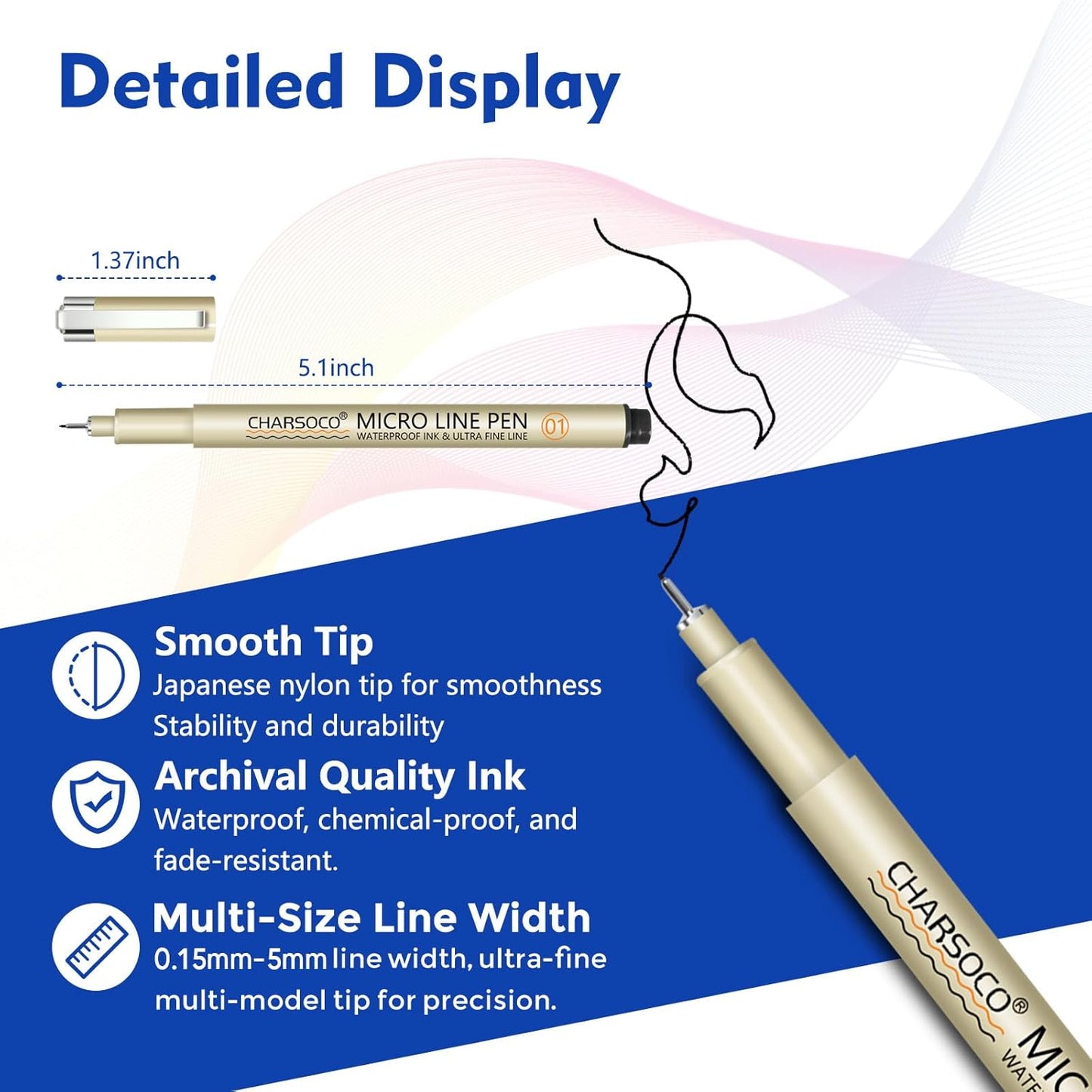 10 Micro Pen, 6 Pack Black Fine Point Pen with Waterproof Archival Ink, 1mm Fineliner Ink Pens for Artist Illustration, Sketching, Anime, Manga, Technical Drawing and Scrapbooking