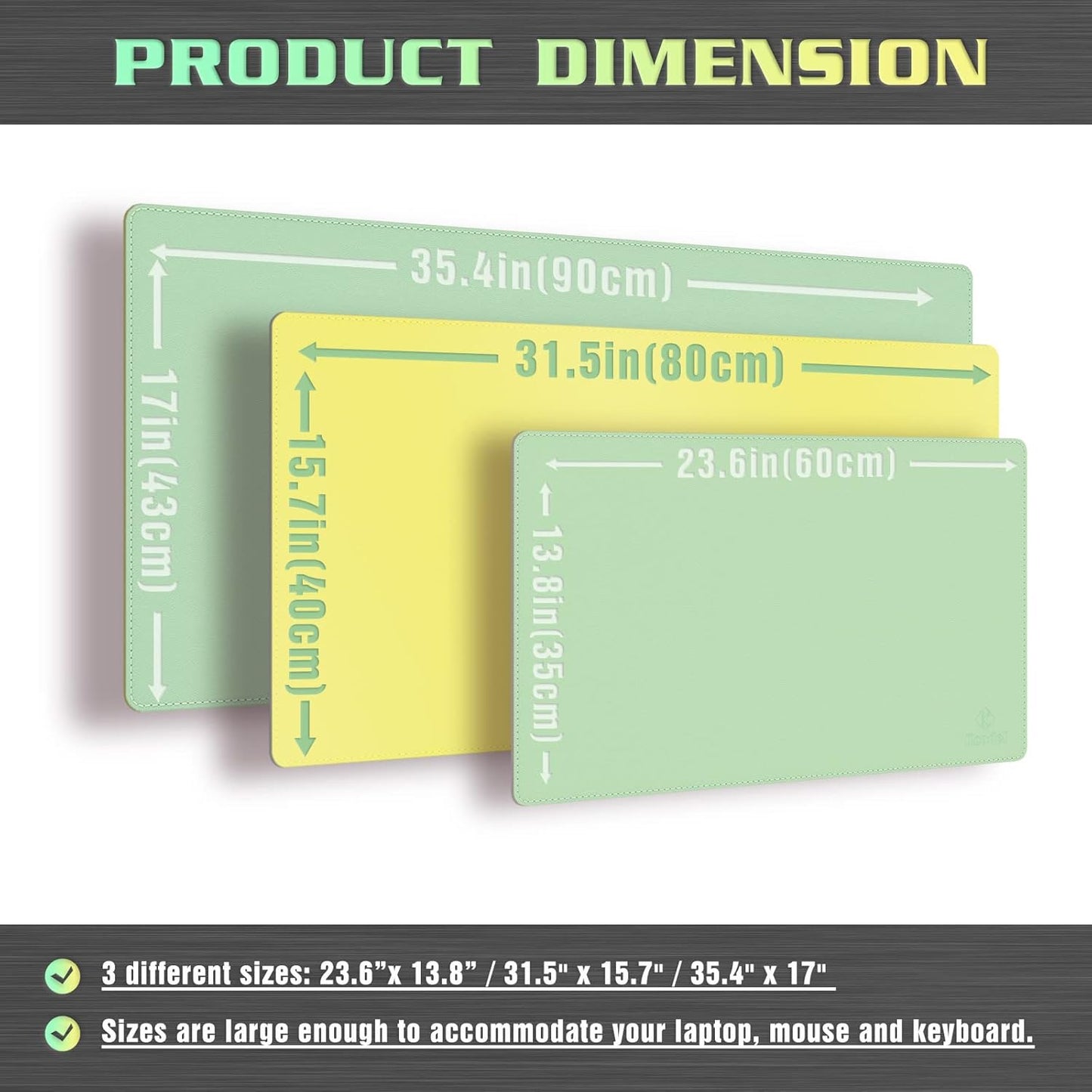 K KNODEL Desk Mat, Blotter, Dual-Sided Office Desk Pad, Waterproof Desk Mat for Desktop, Desk Blotters, PVC Leather Pad Protector (Sharp Green, 31.5" x 15.7")