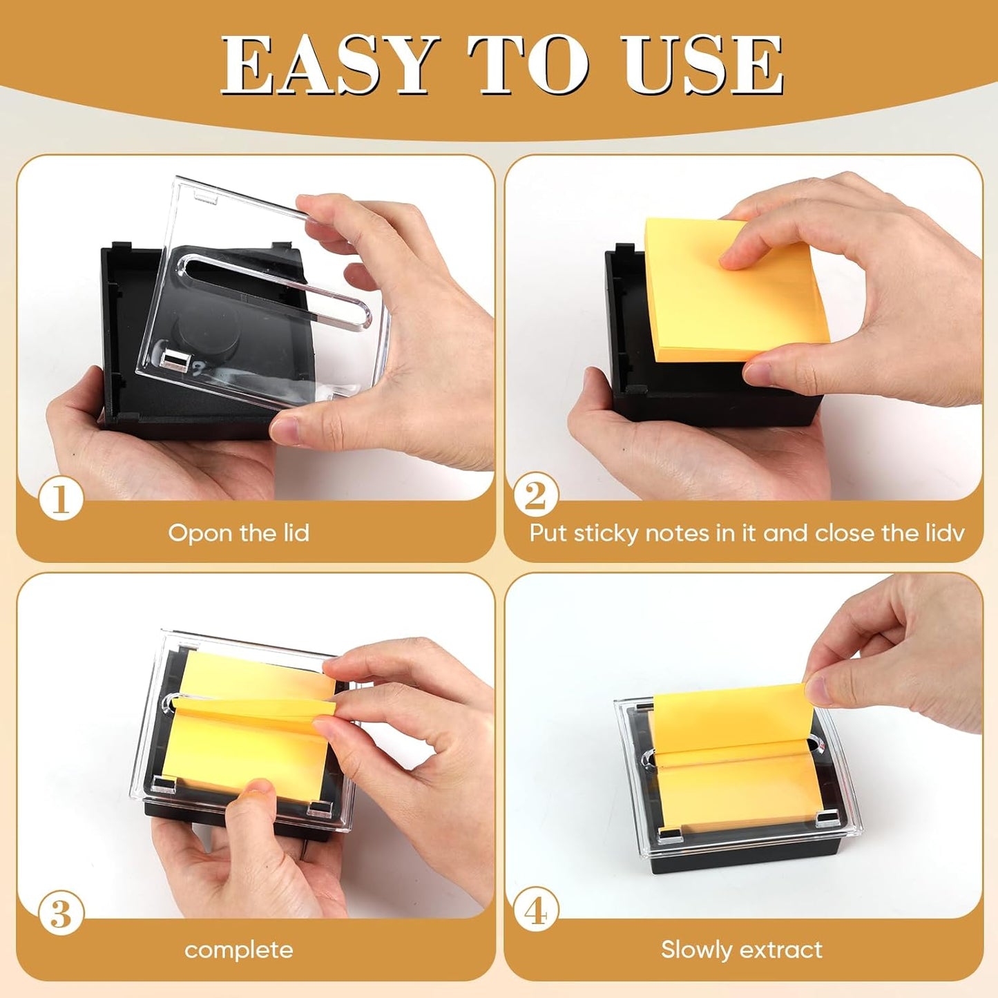 1 Pcs Pop Up Note Dispenser，Sticky Note Holder ，3 x 3 Inch，Clear Top and Black Base Sticky Notes Dispenser for School Office Home Store Classroom Desk Supplies (1)