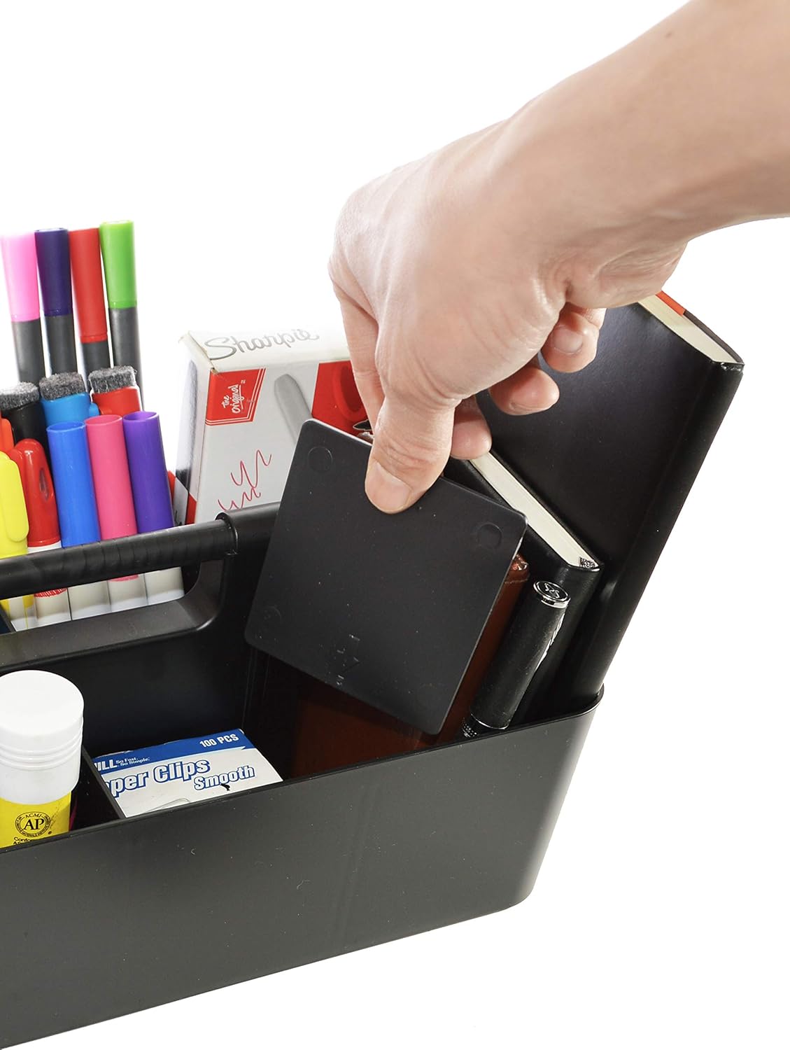 -Large Portable Caddy, DIY Dividers, 8 Compartments, School Office Supplies Home Business Organizer,Portable Basket with Handle Storage Organizer Modern Made in USA (10 PACK, Black)