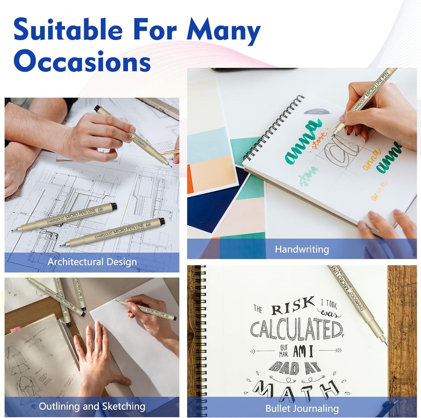 03 Micro Pen, Black Fine Point Pen with Waterproof Archival Ink, 0.38mm Fineliner Ink Pens for Artist Illustration, Sketching, Anime, Manga, Technical Drawing and Scrapbooking