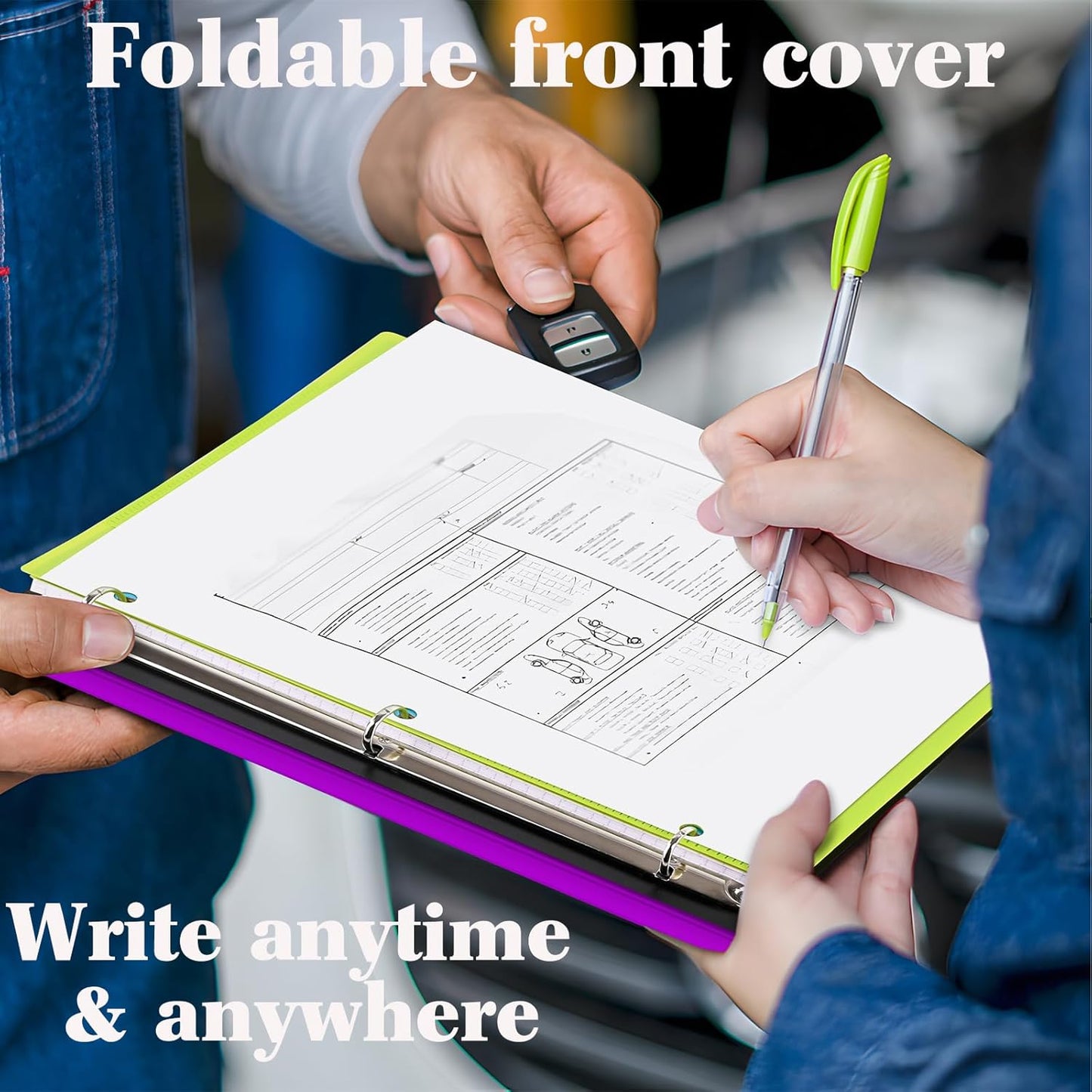 INFUN Telescoping 3 Ring Binder - 12 PCS, Flexible Round Binder with Customizable Front Cover and Clear Catalog Pocket, Holds 8.5x11 inch Paper- Green, Red, Orange, Blue