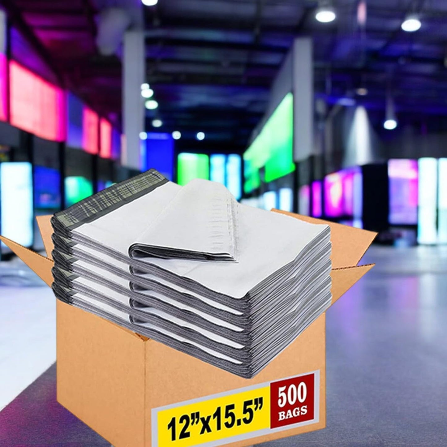 iMBAPrice 500 - 12 x 15.5 Premium Matte Finish White Poly Mailers Envelopes Bags (iMBA-5PM-500)