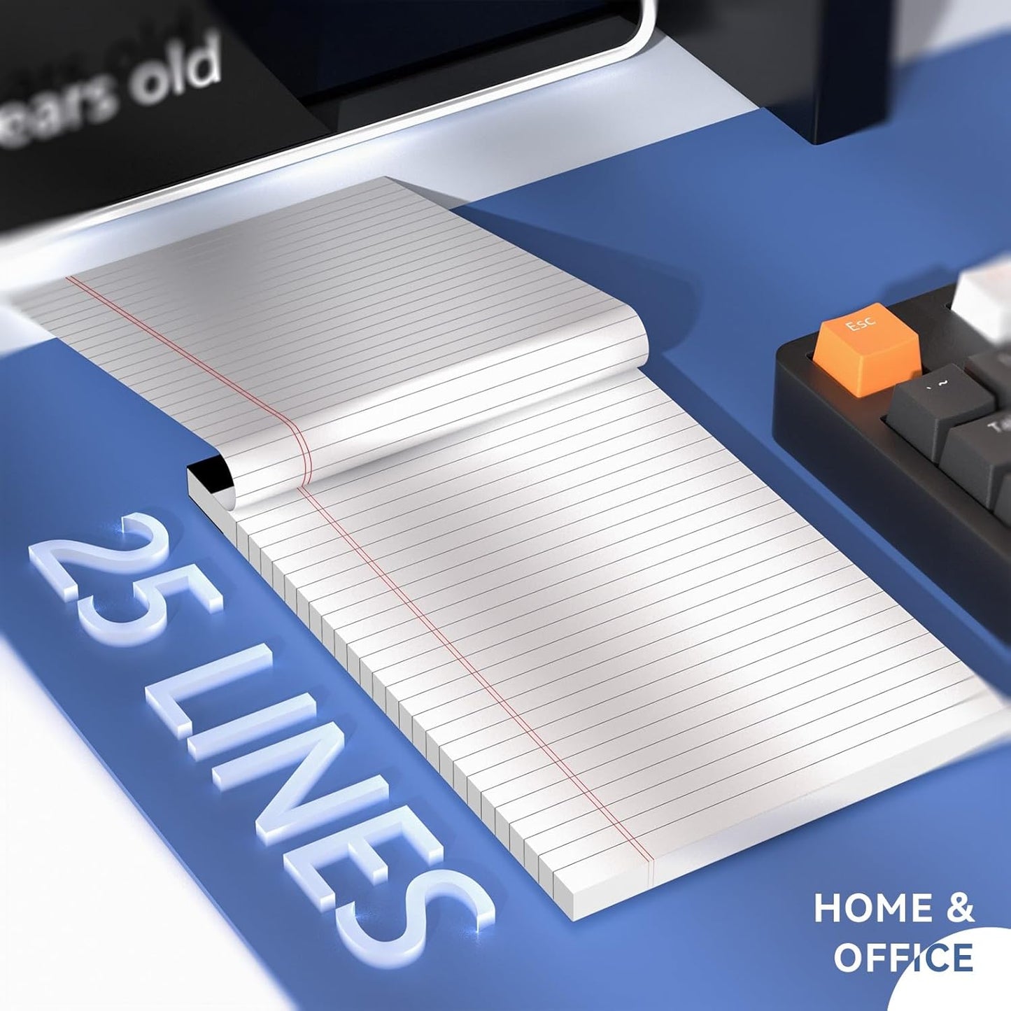 10 Pack of Legal Pad Writing Pads 5" x 8" Notepad 80gsm Recycled Paper Small Legal Pads 25 Lines Note Pads Perforated Legal Pads 30 Sheets Double-Sided Printing Legal Pads for School, College, Office