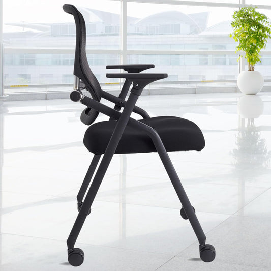 10 Pack Stackable & Foldable Conference Room Chairs with Lumbar Support, Armrest - Ergonomic Mesh Bouncing Back for Office Meeting, Conference, Reception and Training Room Chair