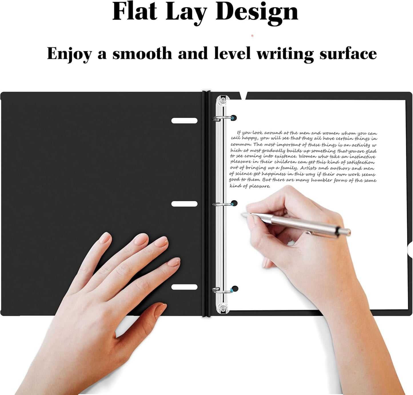 INFUN Telescoping 3 Ring Binder - 4PCS-Black,Portable Plastic 3 Ring Binder with Telescoping Spine, Binders with Foldable Front Cover Holds 8.5" x 11" Paper for School,Office and Homes